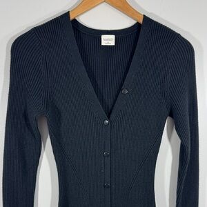 Abercrombie & Fitch Soft A&F Button-through Midi Sweater Dress Black Medium